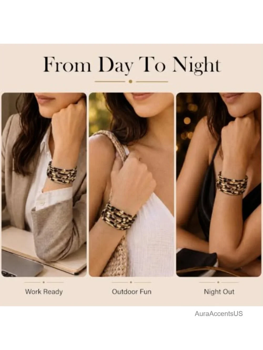 Boho Leather Wrap Multi-Layer Pearl Crystal Bracelet Bangle